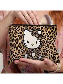 1pc Fashionable Leopard Print Cosmetic Bag, Suitable For Travel And Daily Makeup Storage - Multicolor - View 4