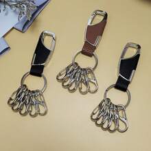 1 Set kreative Schlüsselanhänger mit Schnellverschluss, praktisch für die Kategorisierung, Schlüsselanhänger aus PU & Metall im minimalistischen Design (1 großer Schlüsselring + 5 kleine abnehmbare Schlüsselringe), Taschenanhänger, Autoaccessoires, Geschenkideen für Lehrer, Freundin, Schwester