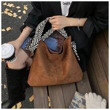 Korean-Style, Large-Capacity, Retro Tote Bag. New For Fall And Winter. Luxurious, Under-Arm Design. Perfect For Commuting. Stylish Gift. - màu nâu - Xem 3