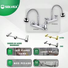 Mezcladora para Fregadero, Llave para Fregadero de Cocina Flexible, Grifos para Cocina, Grifo de Cocina con Dos Asas, Grifo de Cuerpo Principal de Acero Inoxidable, Acabado Cromo Espejo, SP - 80202 - Cromo Espejo 1 - Cuerpo de Acero Inoxidable - Ver 6
