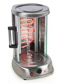 Rosticero eléctrico giratorio con accesorios ideal para hacer pollos y brochetas - Plateado - Ver 3