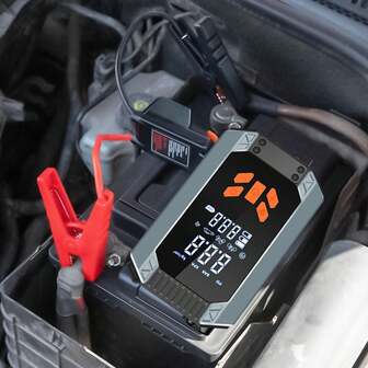 14.8V Car Battery Booster With Air Compressor, Wireless Tire Inflator - Car Accessories, Portable Jump Starter For 8.0L Gasoline And 6.0L Engines. Multifunctional Power Bank With Digital Pressure Gauge And Built-In LED Light, Suitable For Car/Motorcycle/Bicycle/Basketball, Essential Gift, 1800mAh Lithium-Ion Battery