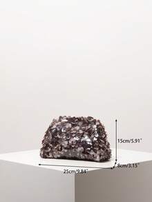 Women's Clutch Bag, Sequin Bag, Party Bag, Bridal Party Bag, Party Accessories, Women's Party Dress, Christmas Bag, Women's Christmas Gift, Elegant Women's Handbag, Wedding Supplies (Random Pattern) - Dark Grey - View 7