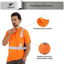 Reflective Shirts, Class 2 High Visibility Shirts For Men Construction Work Mesh Short Sleeve Orange 5XL,24199806 - 橘色 - 查看 5