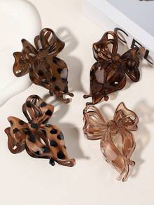 4 chiếc kẹp tóc hình nơ, phụ kiện tóc nữ thường ngày, họa tiết da báo, phong cách cổ điển thanh lịch đa năng, phù hợp với trang phục hàng ngày, đi làm, đi học, đi du lịch, mọi mùa. - Nhiều màu-A - Xem 8