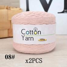 2pcs/Set 100% Cotton Yarn, 200g Total, Vibrant Colors, Lightweight Suitable For Knitting & Crochet Crafts, Ideal Starter Kit, 1pc 100g - Multicolor - View 20