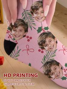 1 Pair Of Customized Face Children's Mid Tube Socks, Put Any Face On Socks,Boy And Girl, Personalized Socks For With Photos, Interesting Customized Picture Pairs With Medium To Long Socks, Suitable For Valentine's Day, Birthdays, Gift Giving