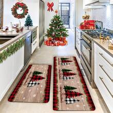 1pc Christmas Car Memory Sponges Mat Multi-Element Red And BlackCheck Fringe DoorMat White Black Green CheckChristmasTree Snowflake DoorMat Kitchen Furniture Floor Mat HolidayDecoration Delivery Mat Christmas Decor Christmas Bath Mat Holiday DoorRug