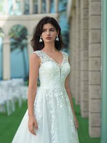 YOUKEFEIER 2025 Latest Classic Elegant V-Neck Lace Embroidered Sequin Wedding Dress