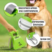 DogBuddy Portable Dog Poop Scooper Sanitary Waste Pick Up Heavy Duty Cleaner With Dispenser Leash Clip And Pooper Scooper Bags Included Medium Kiwi - MPackof1 - View 5