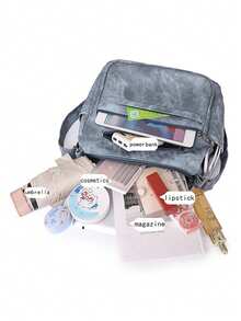 Christmas Autumn-Winter Men's And Women's Shoulder Crossbody Bag With Contrasting Tie-Dye Print, Multiple Pockets, Adjustable Shoulder Strap, Suitable For Daily Commuting, Must-Have For Outings. - Multicolor - View 4