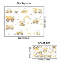 卡通车辆墙贴，适用于房间，工程卡车起重机挖掘机墙贴，卧室墙贴 - 彩色 - 查看 10