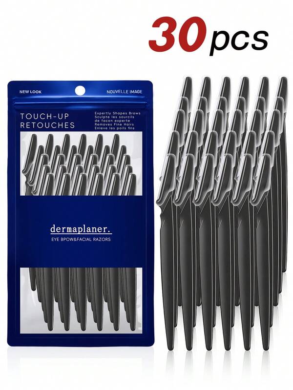 Conjunto de 30 peças de lâminas e barbeadores multicoloridos para sobrancelhas, aparador e barbeador de para sobrancelhas, ferramenta esfoliante de dermaplaning, aparador para remoção de pelos corporais e conjunto de lâminas de barbear para rosto e sobrancelhas, lâmina de com cabo longo e capa de precisão, ferramentas para modelagem de sobrancelhas femininas adequadas para uso em viagens 24/12/6/3/1 peça