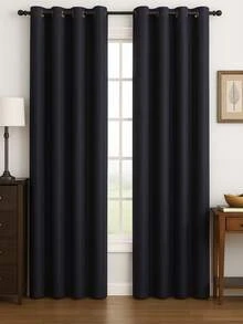 Luxury Glow Faux Silk Curtain Panel-1 Panel, 8 Grommets, 14 Colors, Elegant & Light Filtering  54 X 84 Inches - Navy Blue - View 1