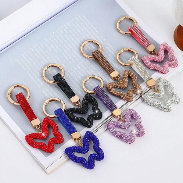 Schlüsselanhänger in Schmetterlingsform mit Strass - Kristallanhänger mit Strass-Kette, funkelndes Accessoire für Taschen und Schlüssel, saisonales Alltagsmode-Geschenk zu Weihnachten