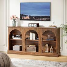 Tribesigns TV Stand For 55/60/65 Inches TV, Farmhouse Entertainment Center With Storage Cabinets, Modern Media Television Console Table For Living Room Bedroom - Dark Brown - 查看 9