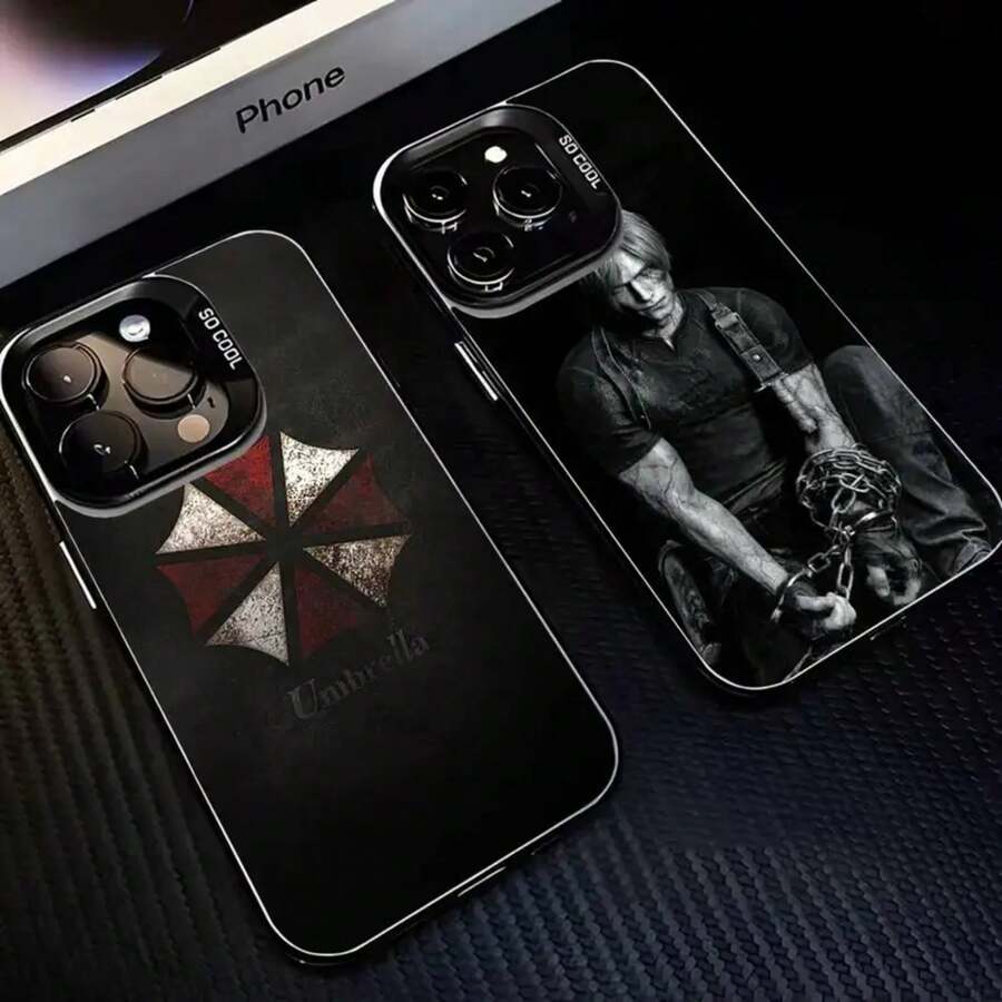 Leon R-Resident Kennedy E-Evil 4 Phone Case Cover Compatible With  16,15,14,13,12,11,Mini,Pro,MAX Black Matte Shockproof Cover, Compatible With  17 Case,  17 Pro Case,  17 Pro Max Case - Z1 - Xem 1