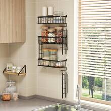 Tomnk 3-Tier Fire Escape Wall Shelf, New York Decorative Floating Shelf, Wall Art Ladder Shelf, Black Metal Trinket Shelves For Bedroom, Home, Office, Storage And Display - màu đen - Xem 6