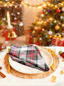2/6/12/240pcs Vintage Plaid Napkins, European Style Christmas Holiday Reusable Washable Napkins For Party, Picnic, Home Decor - 紅白色 - 查看 5