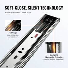 6 Pairs Of 24 Inch Drawer Slides Side Mount Rails, Heavy Duty Full Extension Steel Track, Soft-Close Noiseless Guide Glides Cabinet Kitchen Runners With Ball Bearing, 100 Lbs Load Capacity - 6 Pairs Of 24 Inch - View 3