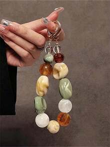 Acrylic Beaded Phone Charm Strap Elliptical Alien Design Mobile Chain Retro Korean Fashion Cellphone Lanyard Keychain Bag Earphones Pendant Accessory - Nhiều màu - Xem 3