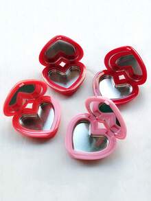 1pc Heart-Shaped Lipstick Case With Mirror, Refillable Makeup Palette For Lipstick, Eyeshadow, Suitable As Valentine's Day Gift For Teenagers, Girls Or Ladies