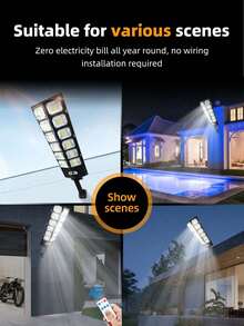 8000W Solar Power Outdoor Street Lights - 6500K Solar Parking Lot Lights Commercial Dusk To Dawn, Double Row 12 Grid 504 Led Courtyard Wall Light,Heavy Duty Split Type LED Solar Street Light Remote Control, Street Lights Solar Powered For Yard/DrivewayHuman Body Sensing Street Light, Super Bright Automatic Sensing Solar Street Light Suitable For Streets, Courtyards, Garage Entrances, Etc. - Solar Lights - View 6