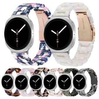 Banda de resina compatible con Samsung Galaxy Watch 8, banda clásica de Galaxy Watch 8 de 46 mm, pulsera de repuesto para banda de Galaxy Watch 8 de 40 mm y 44 mm, accesorio con hebilla de acero inoxidable