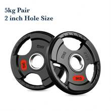 Shark Power Gear Tri Grip Weight Plates (Pair & Sets) – Compatible With 2 Inch Barbell (4ft / 5ft / 6ft / 7ft) – Full Home Gym Strength Kit - A - Ver 99