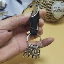 1 Set kreative Schlüsselanhänger mit Schnellverschluss, praktisch für die Kategorisierung, Schlüsselanhänger aus PU & Metall im minimalistischen Design (1 großer Schlüsselring + 5 kleine abnehmbare Schlüsselringe), Taschenanhänger, Autoaccessoires, Geschenkideen für Lehrer, Freundin, Schwester