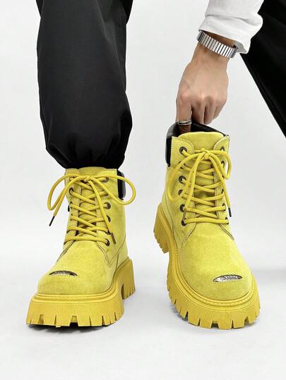 SLnU3 3 pares de botas casuales de alta calidad con suela gruesa y elevada para hombres, en colores de dopamina, diseño minimalista, estilo punk hip-hop británico, versátiles para todas las estaciones