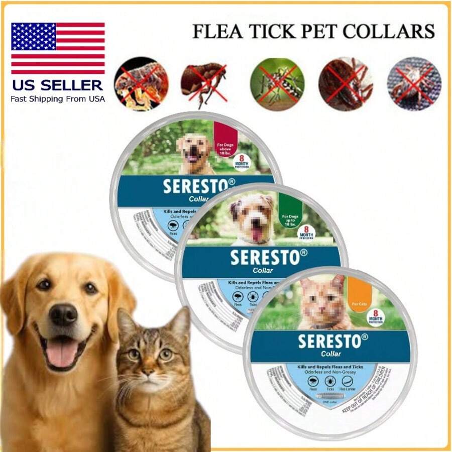 1/2/3 Packs 8-Month Flea And Tick Collar For Dogs Or Cats, Reliable, Breakaway Safety Design - 貓 - 查看 1