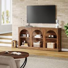 Tribesigns TV Stand For 55/60/65 Inches TV, Farmhouse Entertainment Center With Storage Cabinets, Modern Media Television Console Table For Living Room Bedroom - Dark Brown - 查看 12