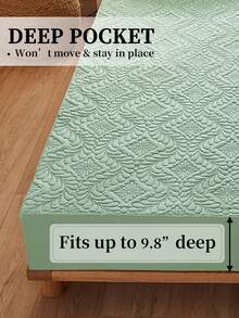 1pc Solid Color Waterproof Bedsheet, Bedding, Fitted Sheet, Waterproof Mattress Protector, Soft & Comfortable Bedroom Bedding, Skin-Friendly Mattress Protector, Dust & Moisture Proof Mattress Protector, Oeko-Tex - Green - View 4