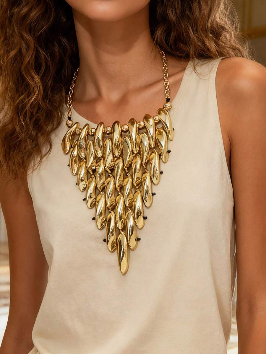 1 pieza Collar con colgante geométrico triangular vintage hecho a mano de CCB para mujeres