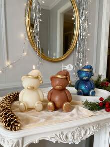 1-Piece Set Of Silicone Candle Molds For Christmas Teddy Bears! DIY Cartoon Teddy Bear Aromatherapy Candle/Scented Stone Souvenir, Easy To Demold And Reusable, A Cute And Fun Christmas Homemade Gift Artifact! - White - View 3