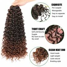 5PACKS Pre Looped Gogo Curl Crochet Hair 18 Inch Pre Twisted Short Curly Crochet Hair For Women Ocean Wave Braiding Hair Water Wave Deep Braiding Hair - Đen & Nâu - Xem 3