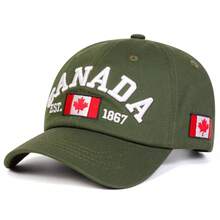 1顶男士加拿大建国1867年字母及国旗刺绣棒球帽，街头时尚休闲帽，适合春季、秋季、旅行、海滩度假。