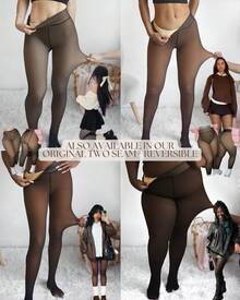 NEW COMPRESSION BAND & ONE SEAM OPTION!THE ORIGINAL MAGIC FLEECE LINED LEGGINGS - XXS TO 3XL - 4 SHADES - CLOSED FOOT - Fleece Tights Available In Plus Size And Light To Brown Fur - ORIGINAL 2 SEAMS - LIGHT (VANILLA) - View 4