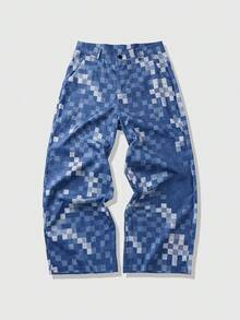 Fashionable Casual Street Style Plaid Loose Fit Men's Pants With Pockets