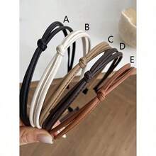 3/5PcsWomen's Skinny Leather Knot Hairband, Solid Color White/Black, Fashionable, Versatile, Elegant, High-Quality, Suitable For Daily Wear, Parties, Tying Hair, Washing Face/Bathing, Makeup, Matching Clothes, Accessories, Hairband,Hair Hoop Headbands ,Head Piece