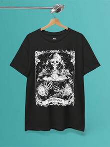 The Reader Tarot Card T-Shirt Witchy Skeleton Book Lover Tee - Style3 - 查看 1