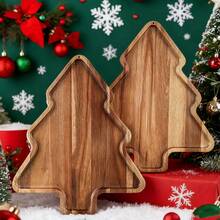 1 Peça Bandeja com Padrão de Natal, Prato Decorativo Reutilizável para Lanches, Doces, Frutas, Travessa Multiuso para Sobremesas, Tábua de Queijos de Madeira para Doces, Frutas e Café, Elegante Serviço para Halloween, Ação de Graças, Natal, Páscoa, Ideia de Presente de Decoração Doméstica, Adequado para Casa, Cozinha, Festa, Casamento e Feriados