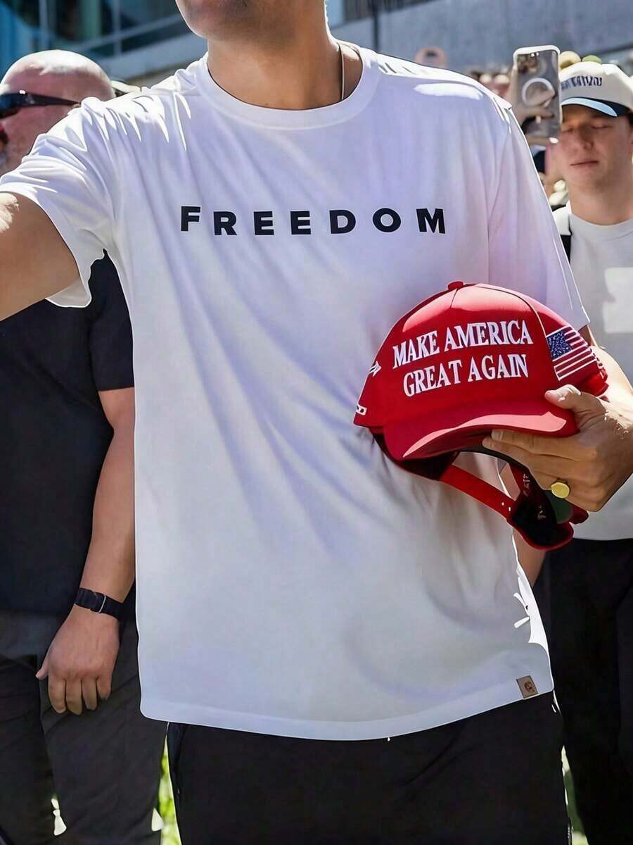 Freedom Shirt - Patriotic T-Shirt, Faith-Based Tee, Political Awareness Top, Casual Simple Style Letter Print Clothes-Unisex Women & Men's Daily Wear-Unisex Loose - Fit Comfortable Vintage Street - Style Cotton T - Shirt Top - 白色 - 查看 1