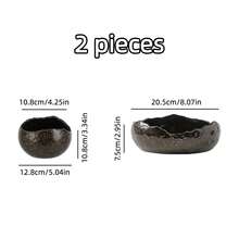 taufikt 2pcs 8inch + 4inch Creative Ceramic Dinnerware, Dessert Salad Plate And Ice Cream Pudding Egg Shaped Bowl For Kitchen, Living Room Decoration, Unique Food And Flower Arranging Storage Box (Blue/Brown/Gray) - 灰色 - 查看 10