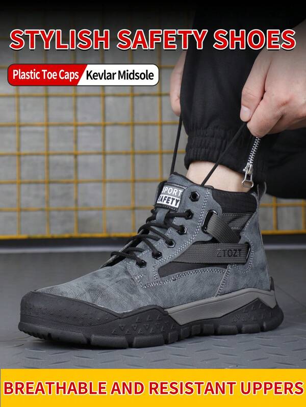 Neue Mode Herren Stahlkappe Sicherheitsschuhe - Aufprallschutz, Durchstichs-Schutz, leichte Sohle für Büro, Werkstatt & Arbeitsplatz, mit Gummisohle, Ganzjahreskomfort, Büroschuhwerk | Moderne Arbeitsschuhe | Strapazierfähige Gummisohle