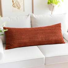 OTOSTAR Corduroy Decorative Lumbar Throw Pillow Cover 14x36 Inch Super Soft Boho Striped Rectangle Pillow Covers Case Modern Cushion Covers For Sofa Couch Bedroom Car Decor Orange - Lạc đà - Xem 8