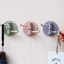 Gancho de pared de plástico de 3 brazos giratorios, instalación adhesiva sin taladro, soporte multiusos para toallas para baño, cocina, uso doméstico - sin electricidad