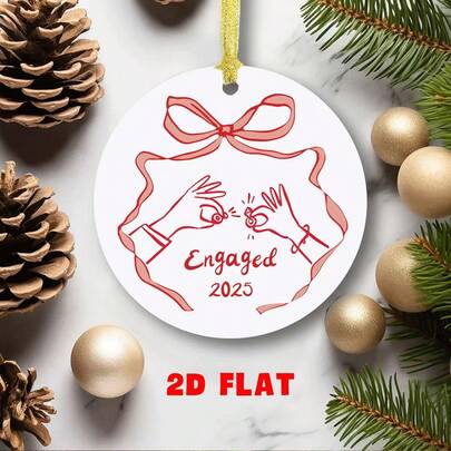 1pc "2025 Engagement" Pink Bow Acrylic Christmas Ornament - Engagement Couple Memorabilia, Christmas Tree Hanging Decor