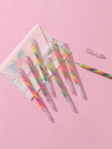 Tarjeta de felicitación con bolígrafo espiral, bolígrafos resaltadores de purpurina multicolor para diarios, bolígrafos de dibujo de color degradado DIY, bolígrafos marcadores de alta calidad para estudiantes